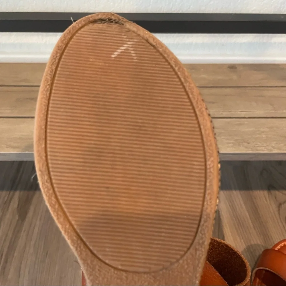 Maurices Wedge Sandals 7.5 Tan Strappy Platform Espadrille Boho Summer - Picture 12 of 14